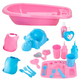 Colorbaby's Set de Accesorios de Bebé con Bañera Rosa y Azul