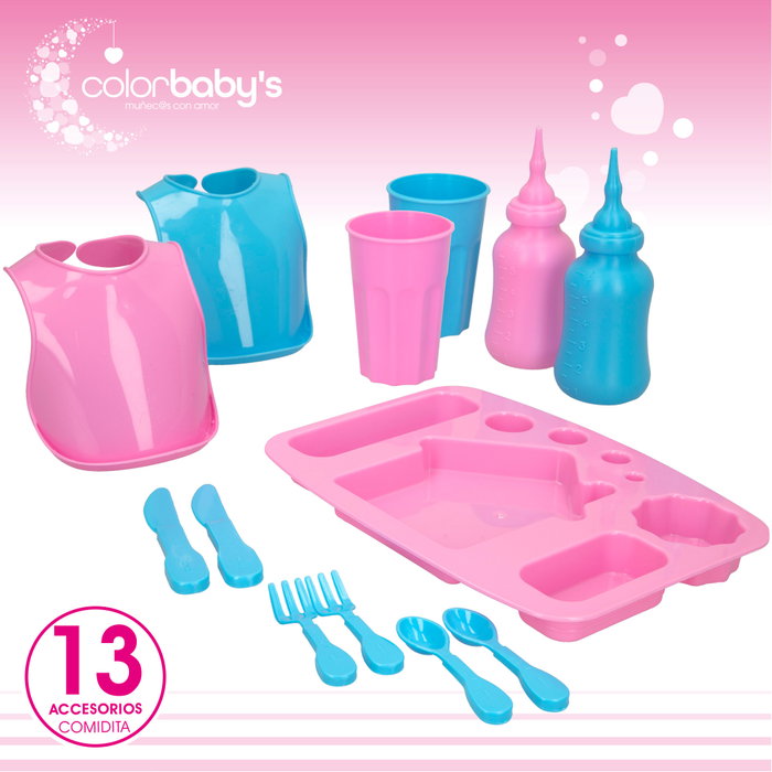 Colorbaby's Set de Accesorios de Bebé con Bañera Rosa y Azul