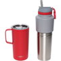 Asobu Twin Pack Botella con Taza Roja 0,9 L + 0,6 L