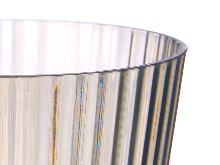 Leknes Copa Rayas Gris 400 ml con dimensiones 9x18.5x9 cm (Set de 24)