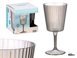 Leknes Copa Rayas Gris 400 ml con dimensiones 9x18.5x9 cm (Set de 24)
