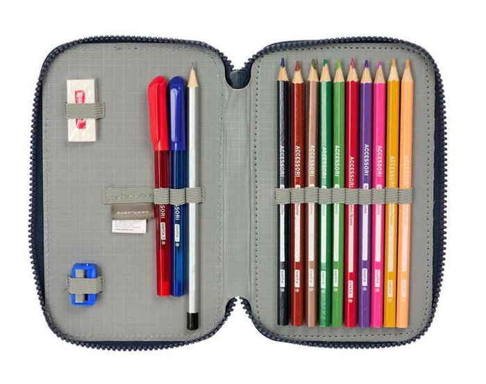 Estuche Escolar con Accesorios El Niño Kook Azul marino 12,5 x 19,5 x 4 cm 29 Piezas