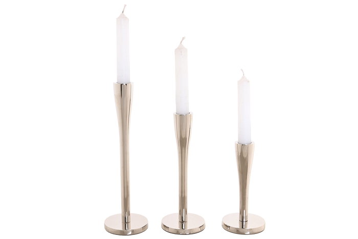 DKD Home Decor Candelabro Moderno Plateado Aluminio 7.5 x 25 x 7.5 cm Set de 3