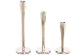 DKD Home Decor Candelabro Moderno Plateado Aluminio 7.5 x 25 x 7.5 cm Set de 3