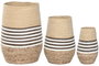 DKD Home Decor Set de 3 Maceteros de Fibra Trenzada Natural
