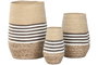 DKD Home Decor Set de 3 Maceteros de Fibra Trenzada Natural