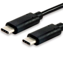 Equip Cable USB Tipo C Macho a Macho 1m, USB-C a USB-C Gen2 10Gbps 3A, Niquelado con Emarker, Negro