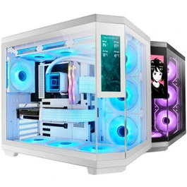 Mars Gaming Caja Gaming Semitorre MC-3TCORELCD Blanca con Pantalla IPS de 7.2', Triple Cristal Templado, ATX