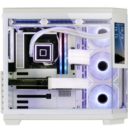 Mars Gaming Caja Gaming Semitorre MC-3TCORELCD Blanca con Pantalla IPS de 7.2', Triple Cristal Templado, ATX