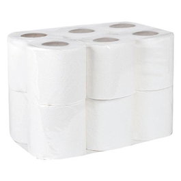 Bunzl Papel higiénico doméstico de 2 capas, pack de 12 unidades