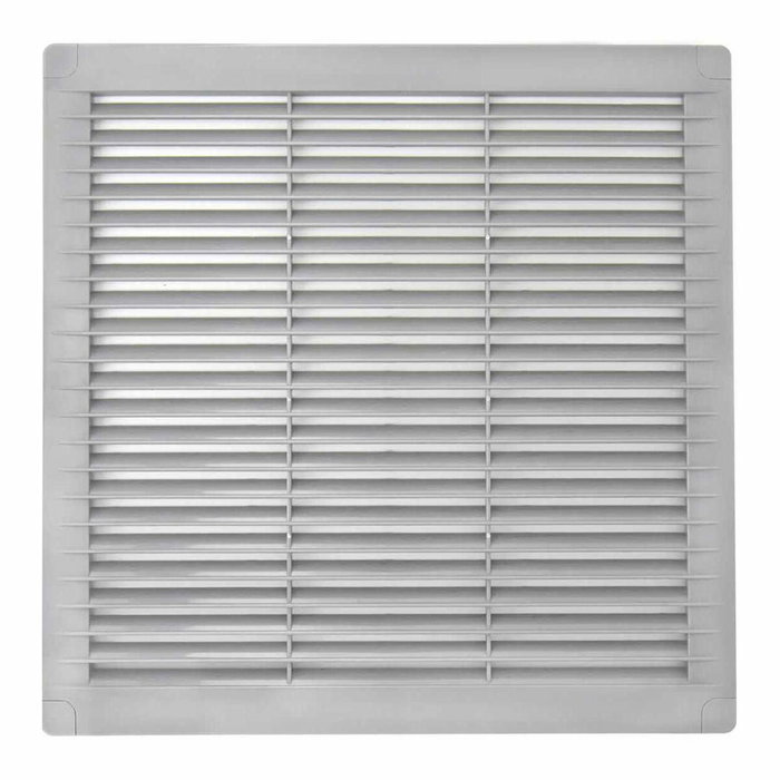 Edm Rejilla de ventilación cuadrada con tapones y mosquitera 250x250x7mm gris ABS Edm Rejilla de ventilación cuadrada con tapones y mosquitera 250x250x7mm gris ABS