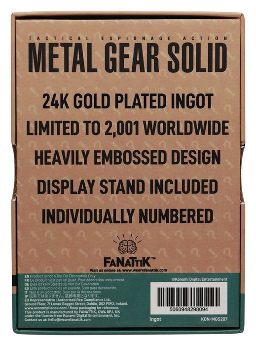 FaNaTtik Metal Gear Solid 2 Lingote Snake 24k Gold Plated Limited Edition