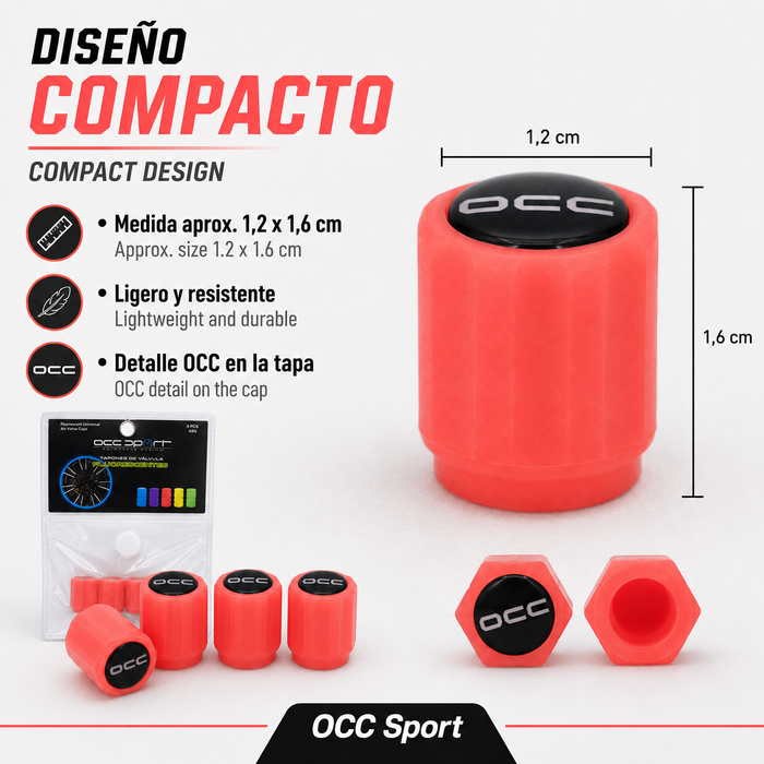 Occ Sport Tapones Válvula LED Rojo