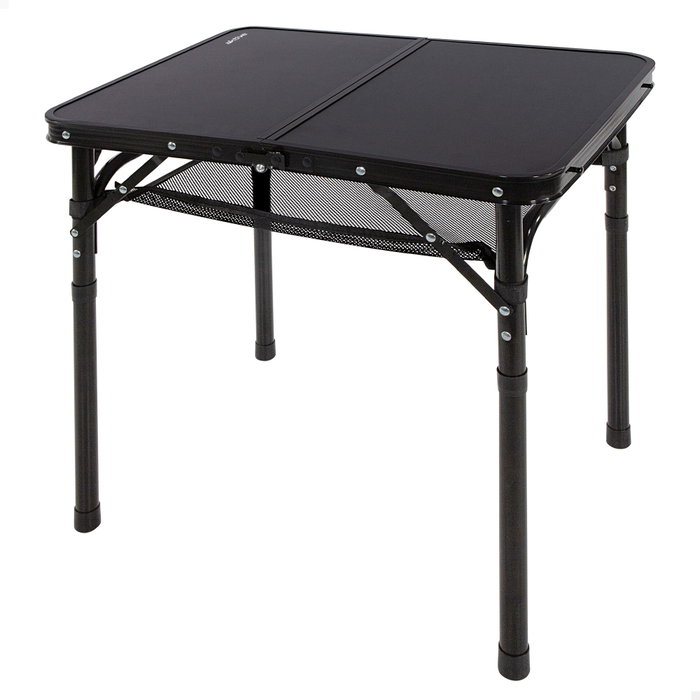 Aktive Mesa plegable camping pequeña ajustable en altura negra con red Aktive Mesa plegable camping pequeña ajustable en altura negra con red