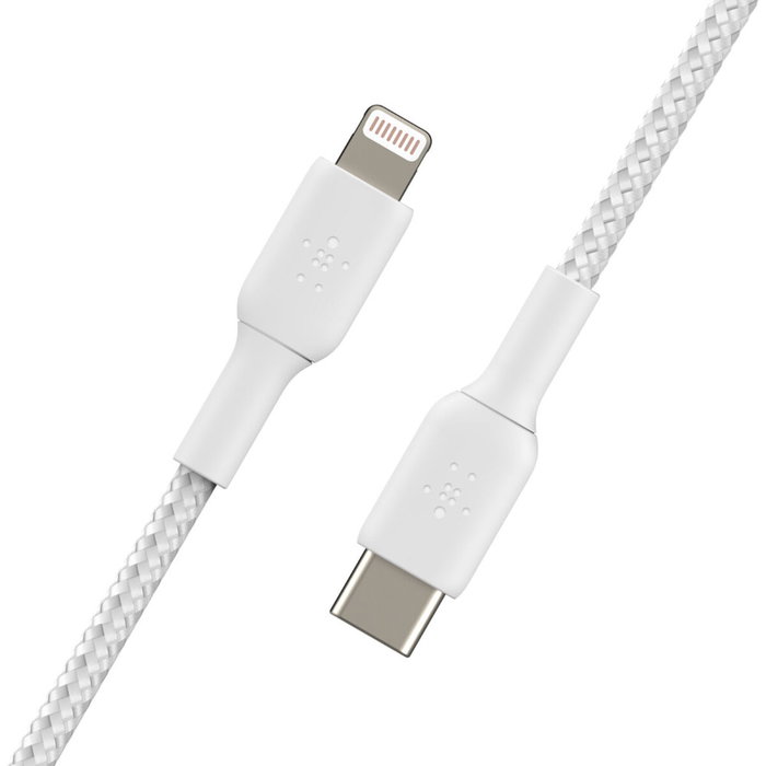 Belkin Boost Charge Cable USB-C a Lightning Trenzado 1m Blanco Belkin Boost Charge Cable USB-C a Lightning Trenzado 1m Blanco