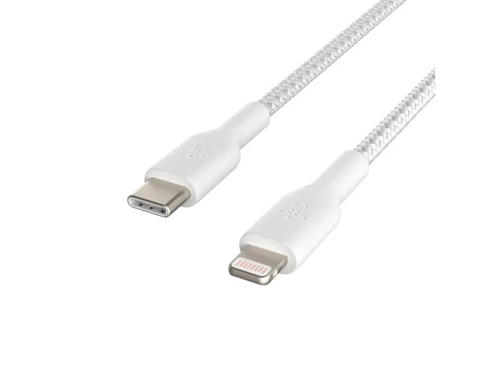 Belkin Boost Charge Cable USB-C a Lightning Trenzado 1m Blanco Belkin Boost Charge Cable USB-C a Lightning Trenzado 1m Blanco