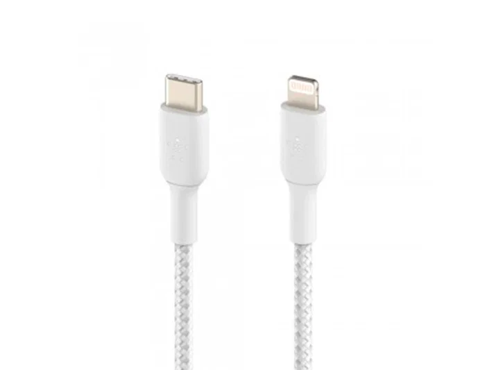 Belkin Boost Charge Cable USB-C a Lightning Trenzado 1m Blanco Belkin Boost Charge Cable USB-C a Lightning Trenzado 1m Blanco