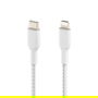 Belkin Cable de Carga Lightning a USB-C 1m Trenzado Blanco, MFi, Compatible con iPhone, iPad (CAA004BT1MWH)