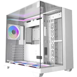 Darkflash Caja para PC TH285 Blanca, Semitorre ATX con 4 Ventiladores A-RGB de 120 mm - Blanco