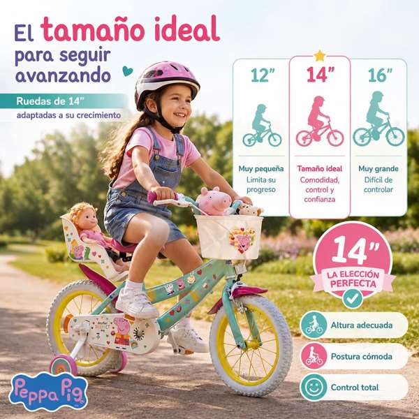 Toimsa Bicicleta Peppa Pig 14" para Niños de 4 a 6 Años