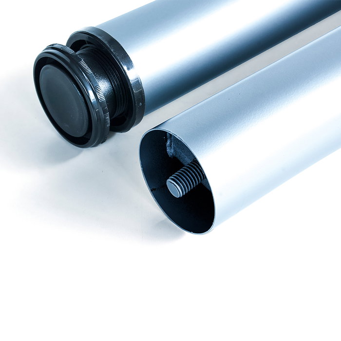 Emuca Lote de 4 patas para mesa, diámetro 60mm, H 830mm, Acero, Pintado aluminio