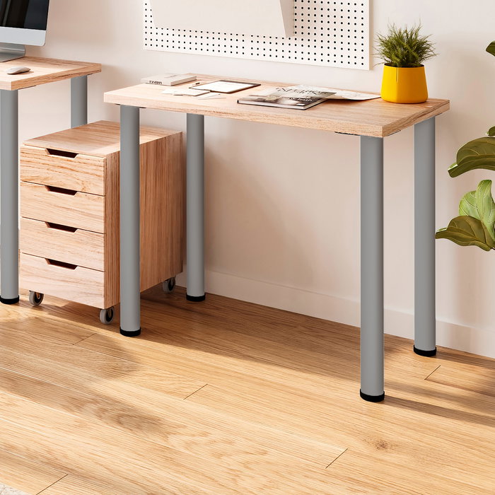 Emuca Lote de 4 patas para mesa, diámetro 60mm, H 830mm, Acero, Pintado aluminio