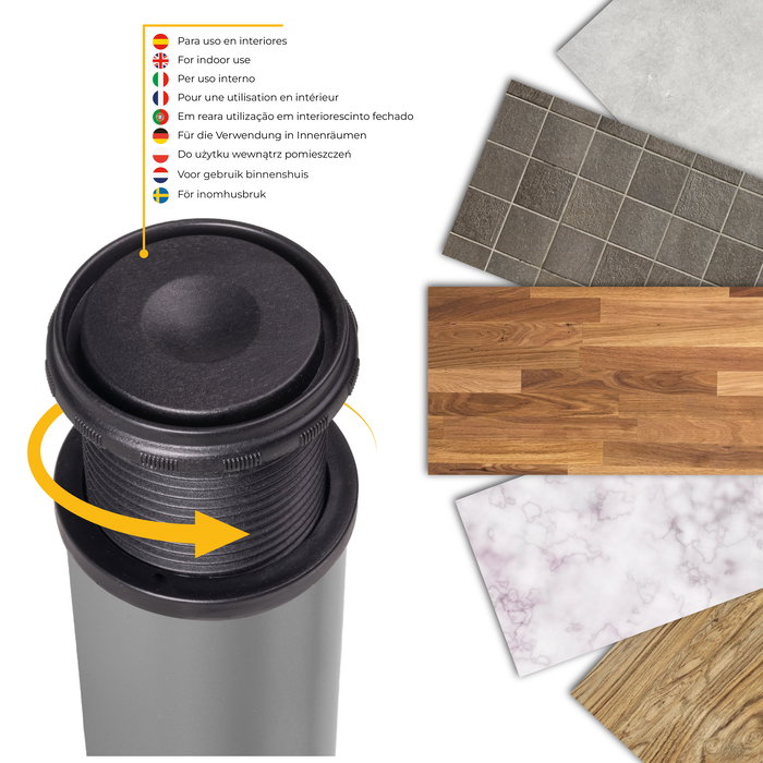 Emuca Lote de 4 patas para mesa, diámetro 60mm, H 830mm, Acero, Pintado aluminio