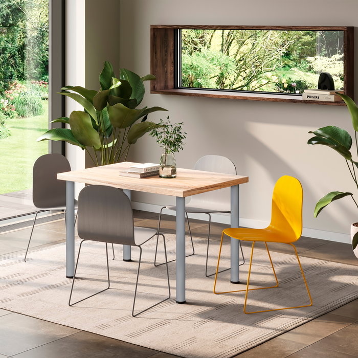 Emuca Lote de 4 patas para mesa, diámetro 60mm, H 830mm, Acero, Pintado aluminio