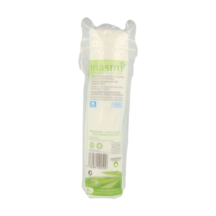 Masmi Natural Cotton Discos Desmaquilladores Eco 80 unidades - Algodón suave para piel Masmi Natural Cotton Discos Desmaquilladores Eco 80 unidades - Algodón suave para piel