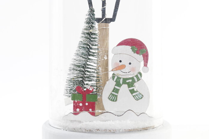 DKD Home Decor Decoración Navidad Tradicional Blanco Rojo MDF Cristal Papá Noel Muñeco Nieve LED 11 x 18 x 11 cm (6 Unidades)