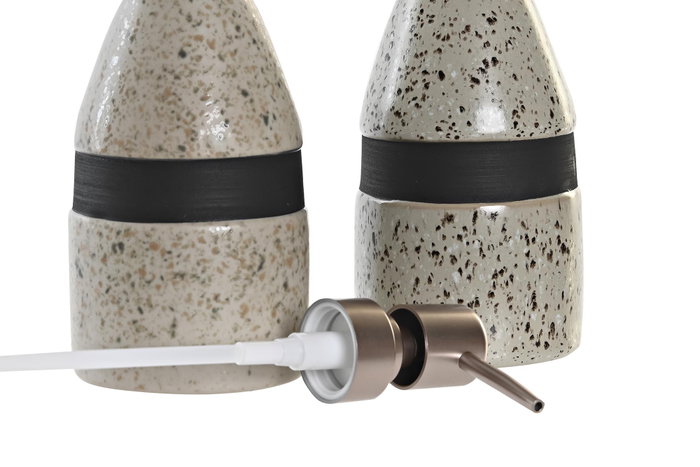 DKD Home Decor Dosificador de Gres 480 ml (Pack de 2, Surtido Gris/Beige)