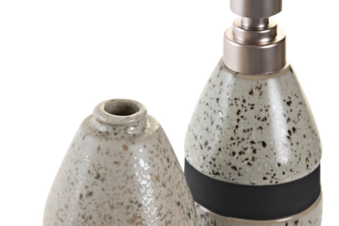 DKD Home Decor Dosificador de Gres 480 ml (Pack de 2, Surtido Gris/Beige)