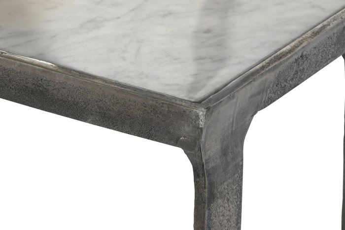 DKD Home Decor Alu antik 23 Consola Mármol Aluminio Plateado Blanco 108 x 79 x 30 cm Set de 2