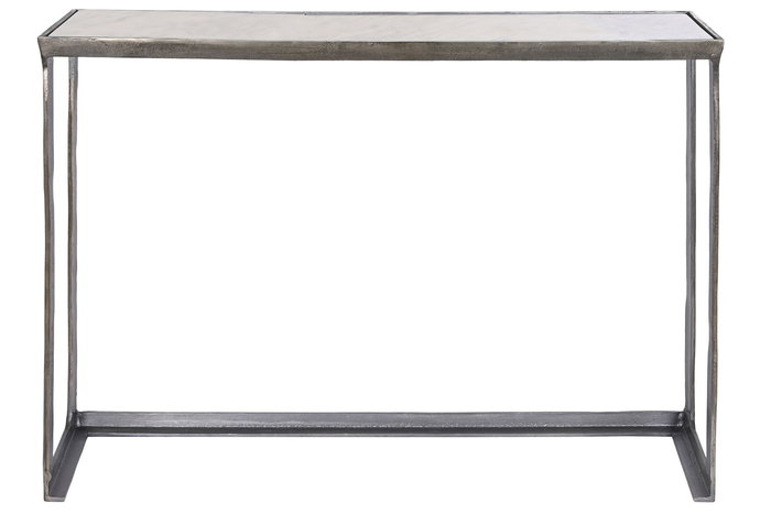 DKD Home Decor Alu antik 23 Consola Mármol Aluminio Plateado Blanco 108 x 79 x 30 cm Set de 2