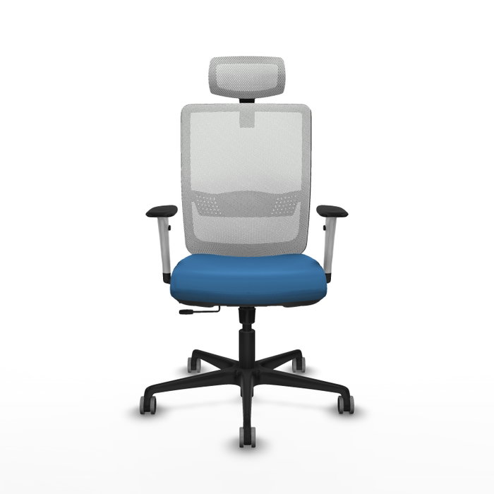 PIQUERAS Y CRESPO Silla de oficina Haches con mecanismo Sincro/Traslack, Azul claro y Blanco