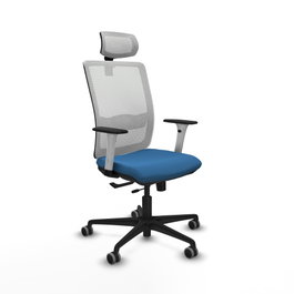 PIQUERAS Y CRESPO Silla de oficina Haches con mecanismo Sincro/Traslack, Azul claro y Blanco