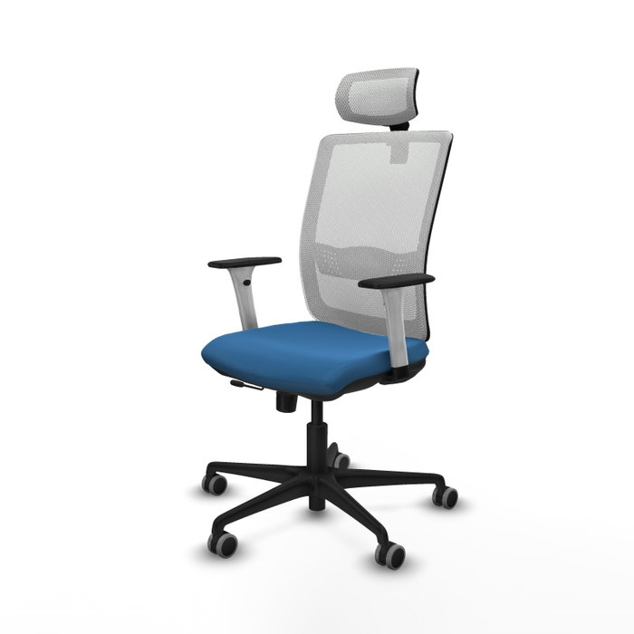 PIQUERAS Y CRESPO Silla de oficina Haches con mecanismo Sincro/Traslack, Azul claro y Blanco