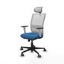 PIQUERAS Y CRESPO Silla de oficina Haches con mecanismo Sincro/Traslack, Azul claro y Blanco