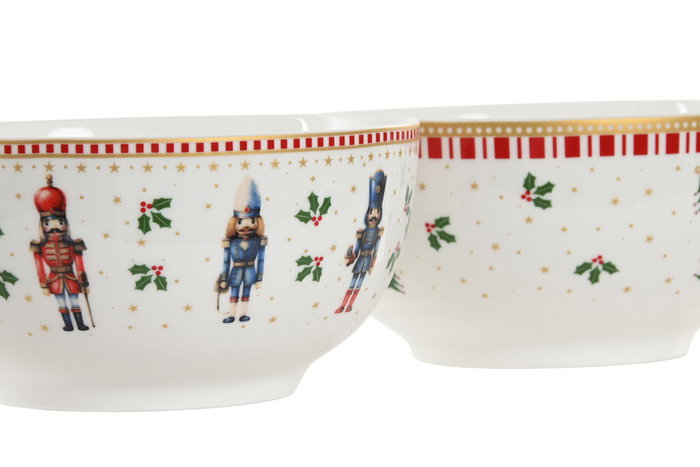 DKD Home Decor Bol Navidad Cascanueces Porcelana Multicolor 14 x 7 x 14 cm (12 Unidades) 400ml
