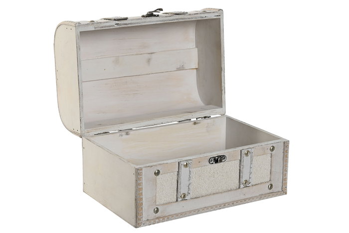 DKD Home Decor Baúl Moderno Blanco Set de 2, 15.5 x 24 x 15.5 cm, Madera DM y Poliéster