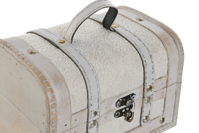 DKD Home Decor Baúl Moderno Blanco Set de 2, 15.5 x 24 x 15.5 cm, Madera DM y Poliéster