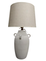 DKD Home Decor Lámpara de Sobremesa de Porcelana y Lino con Asas, Blanco Roto