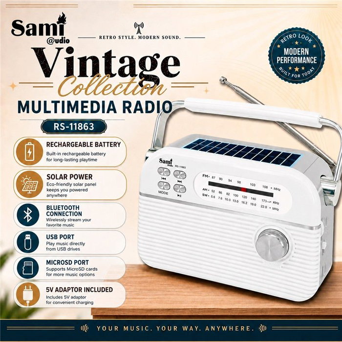 SAMI Radio Sami Vintage 3 bandas solar/batería multimed