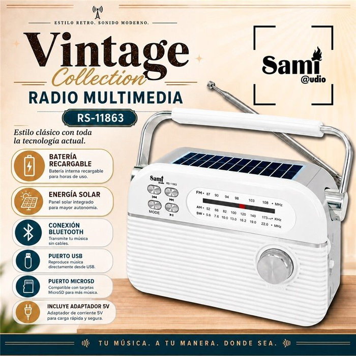 SAMI Radio Sami Vintage 3 bandas solar/batería multimed