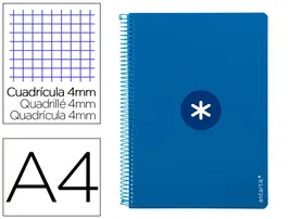 Antartik Cuaderno Espiral A4 Tapa Dura 80 Hojas 90gr Cuadro 4mm con Margen Color Azul Oscuro