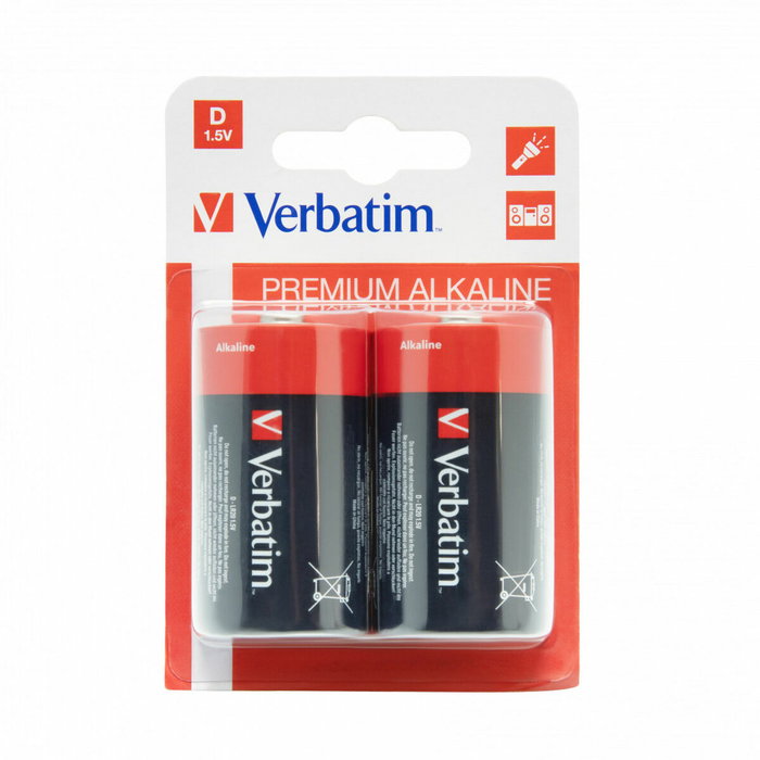 Verbatim Pilas Alcalinas Mono D LR 20 - Pack de 2 unidades