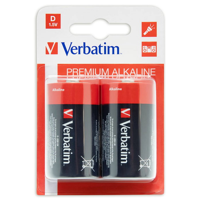 Verbatim Pilas Alcalinas Mono D LR 20 - Pack de 2 unidades