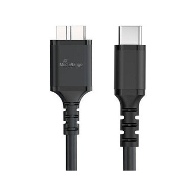 MediaRange MRCS257 Cable USB 3.0 Micro-B a USB-C, 50cm, Negro