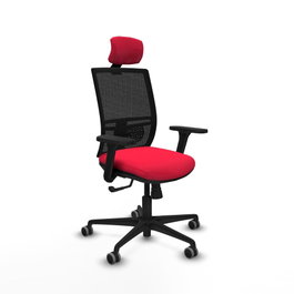 PIQUERAS Y CRESPO Silla de oficina Yunquera con mecanismo Sincro, Rojo y Negro