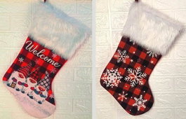 DKD Home Decor Calcetín Poliéster Navidad Alpina Surtido